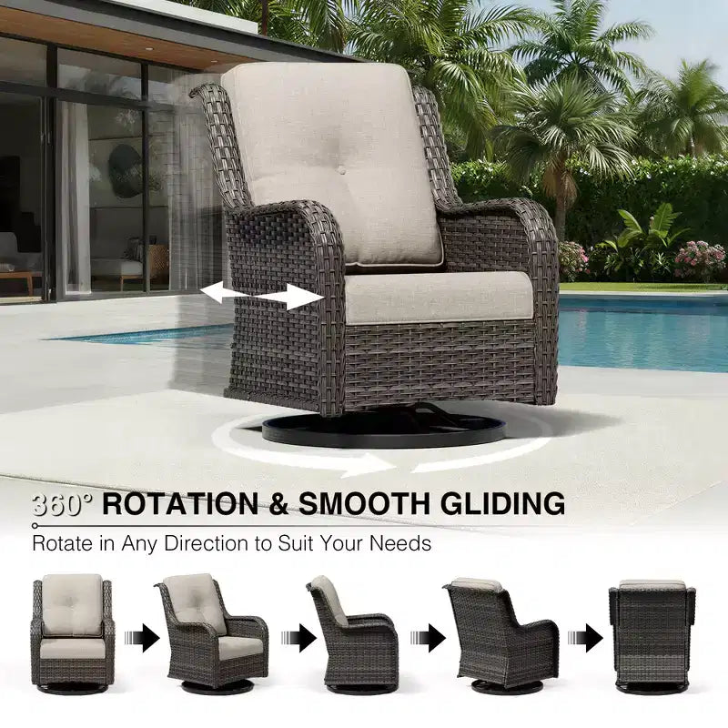 UPTIOT Premium Outdoor-Lounge-Set mit Sofa, Drehstühlen und Fußhocker für ultimativen Komfort und Stil