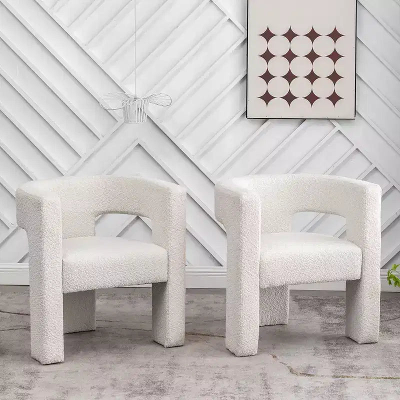 2er-Set 28 breite Polster-Sessel mit Bouclé-Bezug – Kinwell