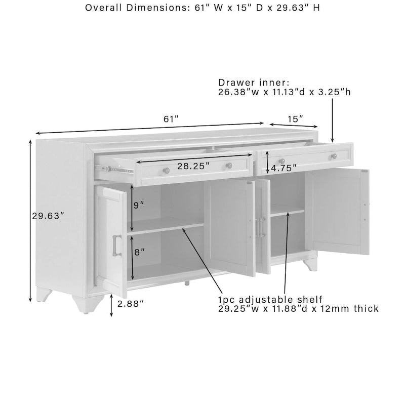 Crosley Tara 3-teiliges Sideboard- und Bücherregal-Set - 15x97x67.63
