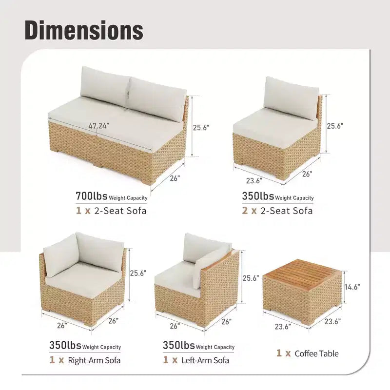 Captiva Designs Outdoor-Loungegarnitur aus Rattan-Geflecht für Garten und Terrasse