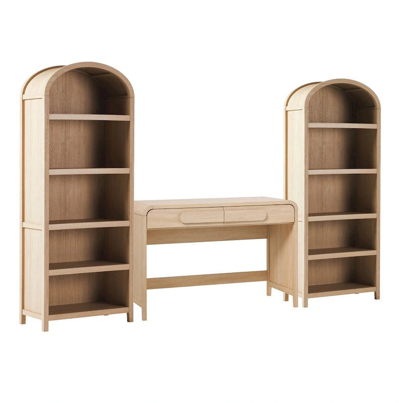 Middlebrook 3-teiliges Set Schreibtisch mit 2 offenen Bücherregalen