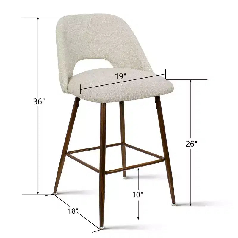 3er-Set Mid-Century Modern Barhocker in Thekenhöhe, 26 Zoll gepolsterte Kücheninselstühle mit Metallbeinen in Walnuss-Optik - Panipeachy