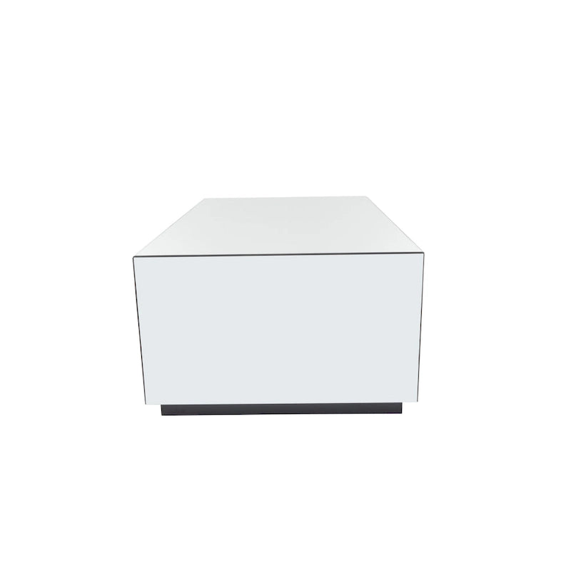 Rechteckiger Couchtisch aus Spiegelglas mit erhöhtem Gestell – Silber – Roche River Decor – 28Bx47Lx18H