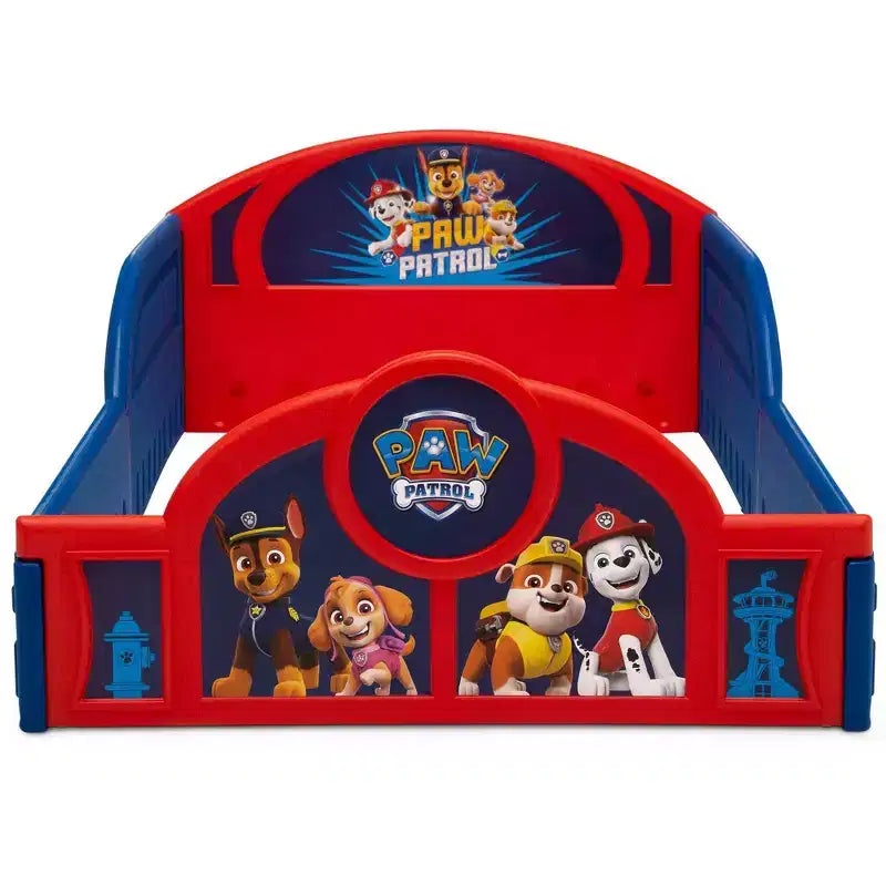 Delta Children Kinderbett aus Kunststoff für Kleinkinder zum Schlafen und Spielen mit integrierten Absturzsicherungen – PAW Patrol