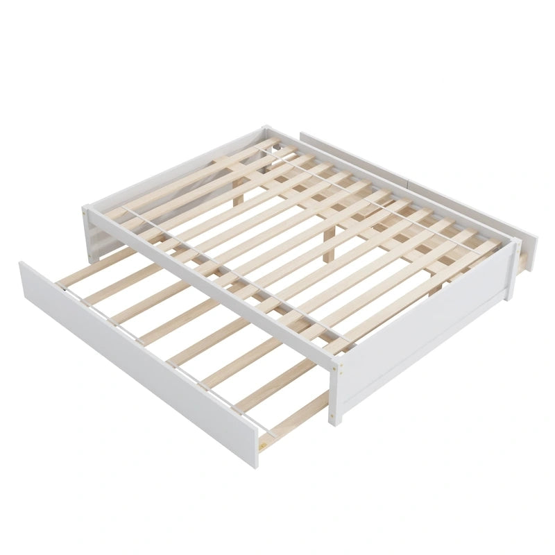 Doppelbett mit Einzelbett-Schiebebett und zwei Schubladen